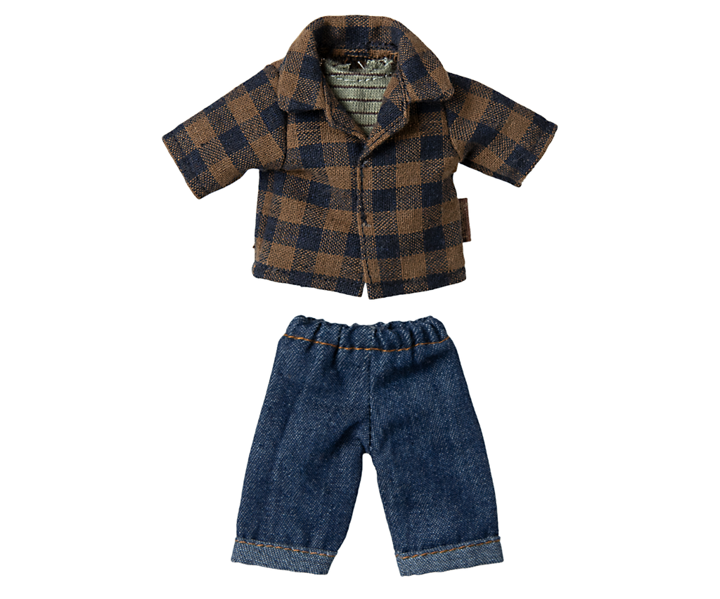 Brown checked shirt and pants, Dad mouse